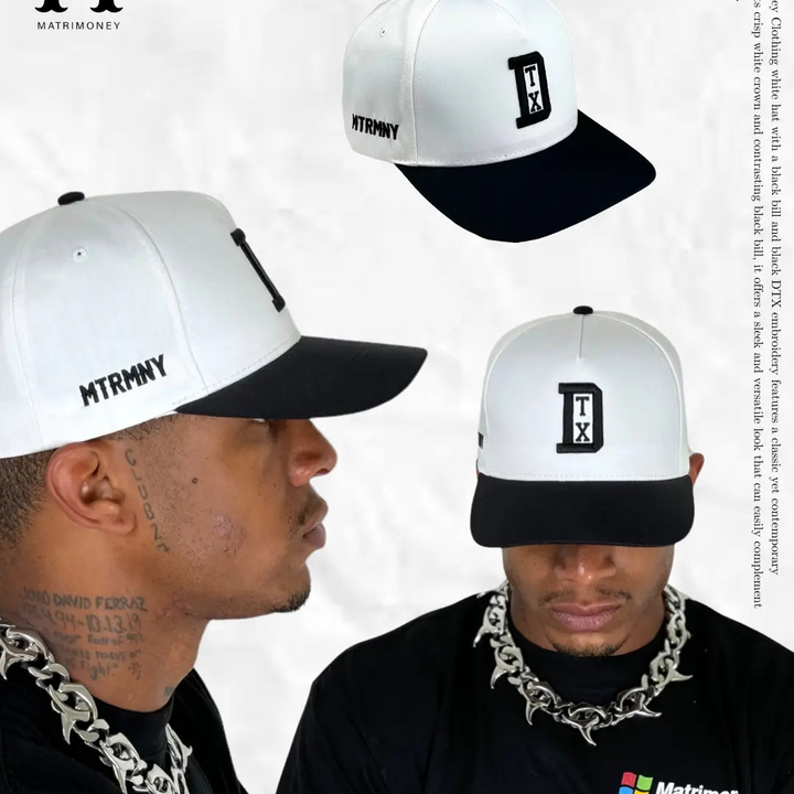 Matrimoney DTX Snapback Hat (Curved Bill) - White/Black