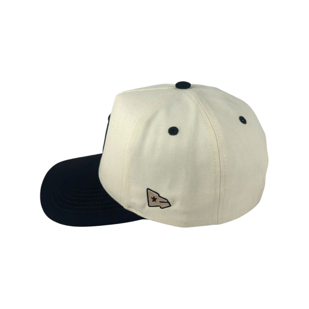 Suede Matrimoney DTX Snapback Hat (Curved Bill) - Off White/Black